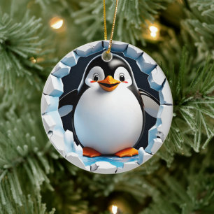 Erste Weihnachtspinguin-Ornament Keramik Ornament