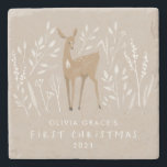 Erste Weihnachtsrentiere delikat elegant Steinuntersetzer<br><div class="desc">Erste Weihnachten natürlichen Rentier delikate elegante moderne Design. Teil einer atemberaubenden Sammlung.</div>