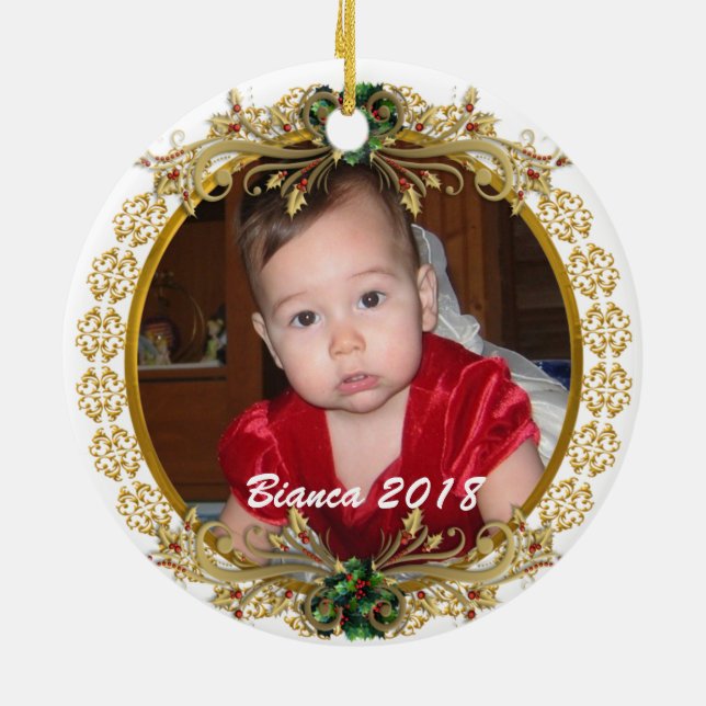 Erste Weihnachtsschmuck des Babys mit Foto (Hinten)