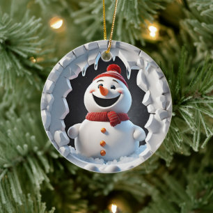 Erste Weihnachtsschneemann-Ornament Keramik Ornament