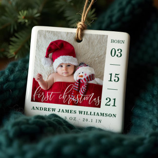 Erste Weihnachtsschrift Baby Birth Stats & Foto Keramikornament