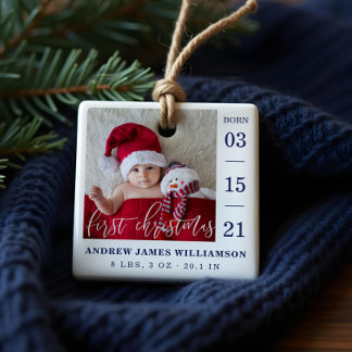 Erste Weihnachtsschrift Baby Birth Stats & Foto Keramikornament