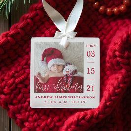 Erste Weihnachtsschrift Baby Birth Stats & Foto Ornament Aus Glas