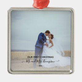 Erste Weihnachtsschrift Foto Signature Script Newl Ornament Aus Metall