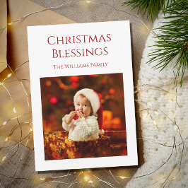 Erste Weihnachtssegnung Niedliches Baby-Foto Feiertagskarte