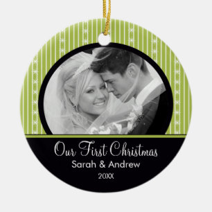 Erste Weihnachtsverzierungs-grüne u. schwarze Keramikornament