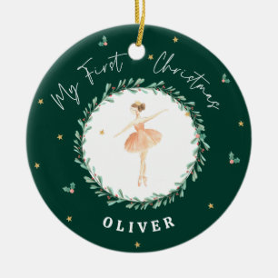 Erste Weihnachtswasserfarbe ballerina grün Keramik Ornament