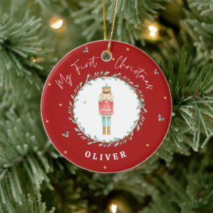 Erste Weihnachtswasserfarbe Nutcracker traditionel Keramik Ornament