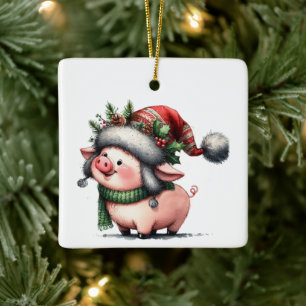 Erste Weihnachtsweihe Niedliches Schwein individue Keramikornament