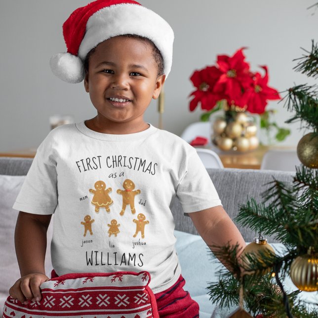 Erste Weihnachtszeit Adoptiert Custom Gingerbrett  T-Shirt (First Christmas Adopted Custom Gingerbread Family T-Shirt
)