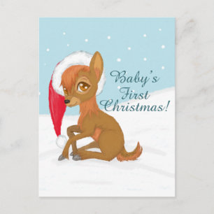 Erste Weihnachtszeit des Babys (Rentier) Feiertagspostkarte
