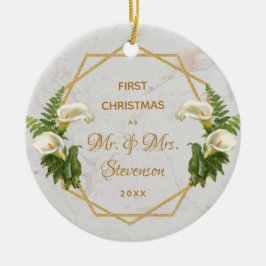 Erste Weihnachtszeit Herr & Frau Gold Marble Calla Keramik Ornament