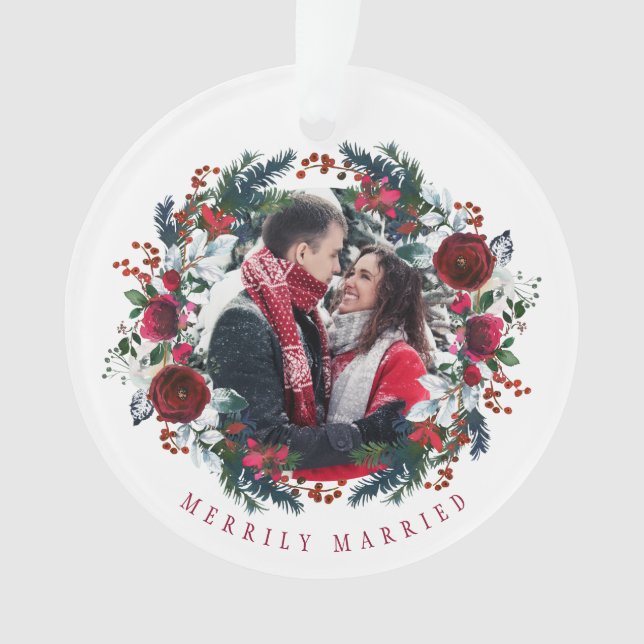 Erste Weihnachtszeit Herr und Frau floral elegante Ornament (Vorderseite)