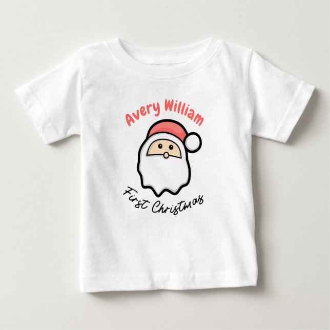 Erste Weihnachtszeit mit dem Namen Santa Pink Baby T-shirt (Vorderseite)