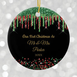 Erste Weihnachtszeit Mr. & Mrs. Black Glam Glitzer Keramik Ornament