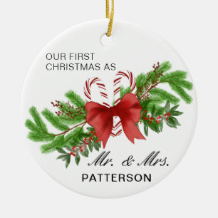 Erste Weihnachtszeit Mr. & Mrs Candy Cane Floral F Keramik Ornament