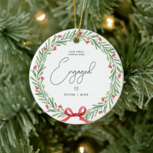 Erste Weihnachtszeit Verlobte Personalisierte Weih Keramik Ornament