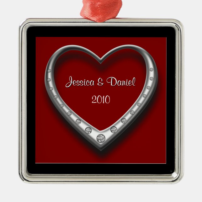 Erste Weihnachtszusammen Weihnachtsverzierung Silbernes Ornament (Vorne)