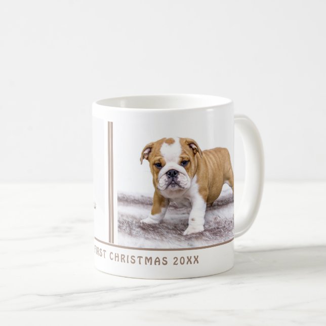 Erste Welpen Weihnachten Personalisierte Haustiere Kaffeetasse (VorderseiteRechts)