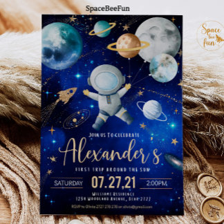 Erste Weltraumfahrt um den sonnigen Weltraum Einladung