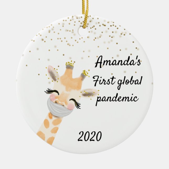 Erste weltweite Pandemie Giraffe 2020 Keramik Ornament (Vorne)