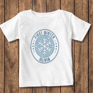 Erste Winter-Baby-Meilenstein-Schneeflocke Baby T-shirt