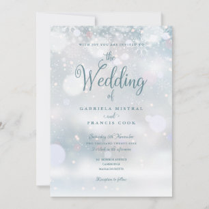 Erste Winter-Schneeflocken QR-Code-Hochzeit Einladung