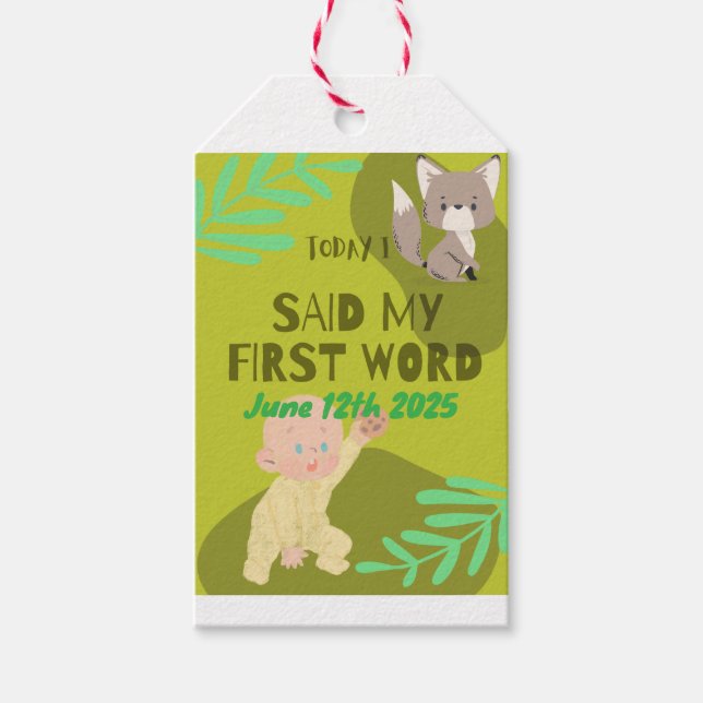 Erste Worte des Babys  Geschenkanhänger (Vorderseite)