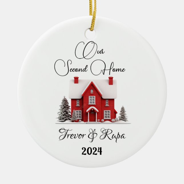 Erste/Zweite Weihnachtsfeier auf neuer Zuhause Keramik Ornament (Vorne)