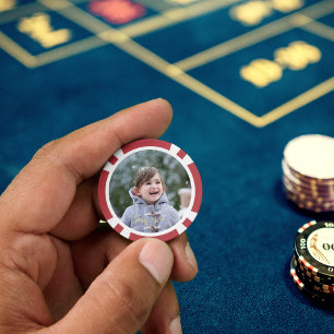 Erstelle Benutzerdefiniertes Foto Weihnachten Rot Pokerchips
