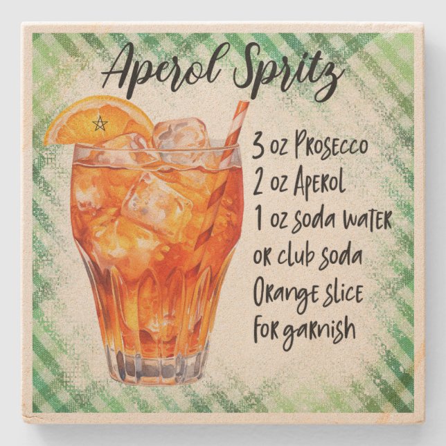 Erstelle Dein eigenes Aperol Spritz Cocktail Rezep Steinuntersetzer (Vorderseite)