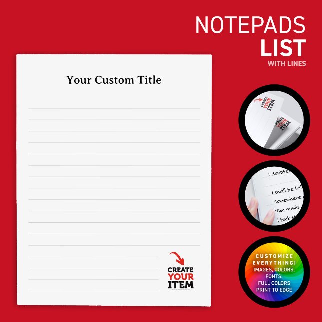 ERSTELLE-DEIN-EIGENES Benutzerdefinierter Upload d Notizblock (Create your own to-do or notepads. Edit texts, images, colors, fonts, and upload your own images)