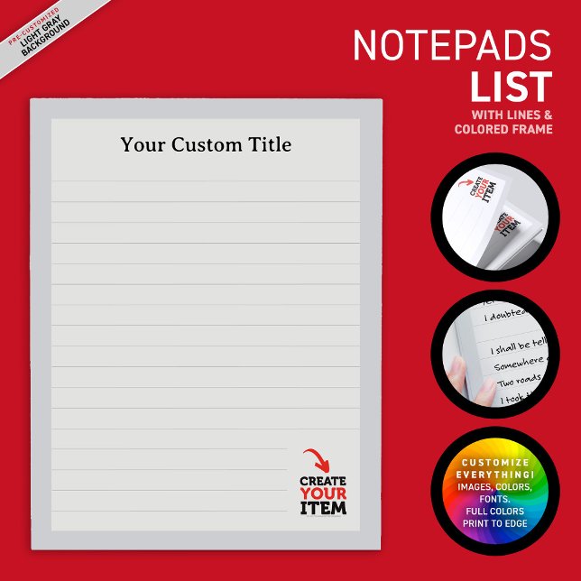 ERSTELLE-DEIN-EIGENES Benutzerdefinierter Upload d Notizblock (Create your own to-do or notepads. Edit texts, images, colors, fonts, and upload your own images)