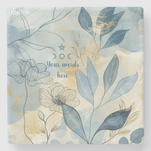 Erstelle Dein eigenes Blau und Gold Florales Minim Steinuntersetzer