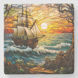 Erstelle dein eigenes Buntglas-Sonnenuntergangs-Ho Steinuntersetzer