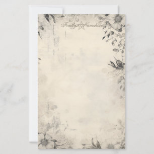 Erstelle Dein eigenes elegantes Gothic-Grau-Blumen Briefpapier