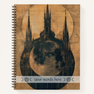 Erstelle Dein eigenes gotisches Mondschloss Himmel Notizbuch