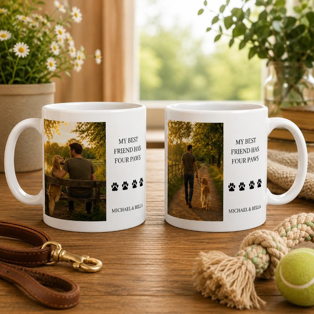 Erstelle dein eigenes Mein bester Freund hat vier  Kaffeetasse (Create your own My best friend has four paws photo Coffee Mug. For dog lovers.
. )