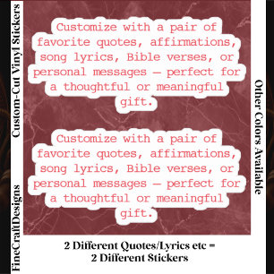 Erstelle Dein eigenes Paar Custom Quote Verse Red  Aufkleber