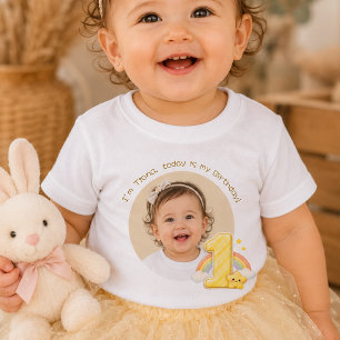 Erstelle Dein eigenes Regenbogen-Ein-Geburtstags-B Baby T-shirt