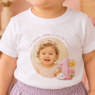 Erstelle Dein eigenes rosa erstes Geburtstags-Baby Baby T-shirt