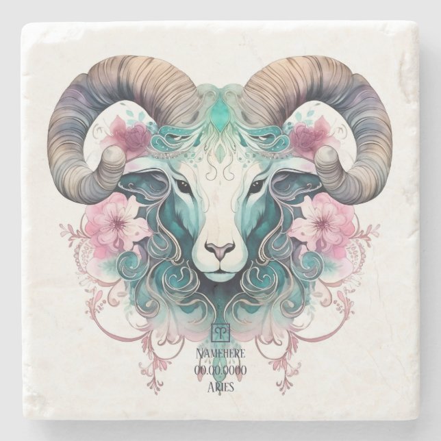 Erstelle Dein eigenes schönes Aries-Sternzeichen Steinuntersetzer (Vorderseite)