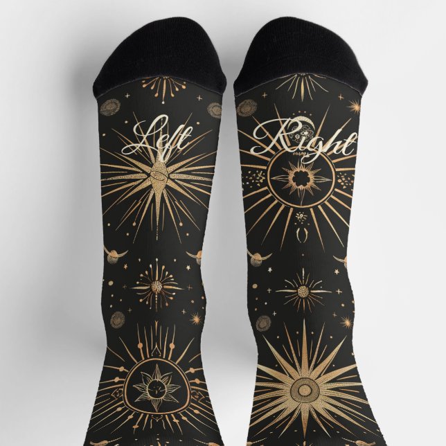 Erstelle Dein eigenes Schwarz & Gold Celestial Mag Socken (Oben)