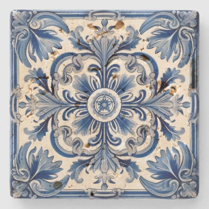 Erstelle Dein eigenes Vintage Europäisches Blau Si Steinuntersetzer