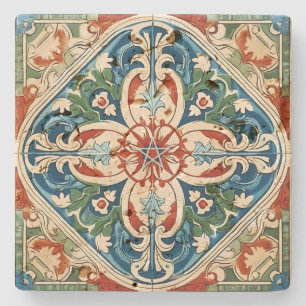 Erstelle Dein eigenes vintage mehrfarbiges Blumenm Steinuntersetzer