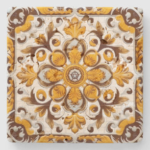 Erstelle Dein eigenes vintage Umber-Ocker-Ornament Steinuntersetzer