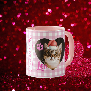 Erstelle Dein Katze 2 Foto Cute Typografie Weihnac Tasse