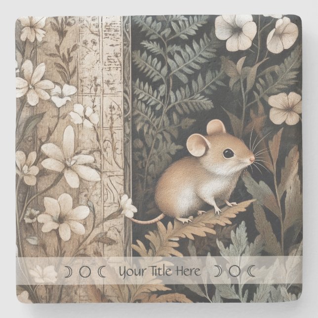 Erstelle Deine Eigene Braune Maus Botanisch Steinuntersetzer (Vorderseite)
