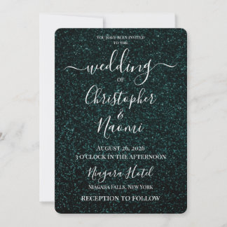 Erstelle deine eigene dunkelgrüne Glitter-Hochzeit Einladung