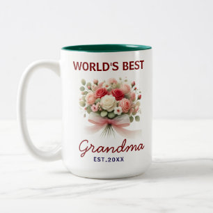 Erstelle Deine eigene Foto Welt beste Oma Floral Zweifarbige Tasse